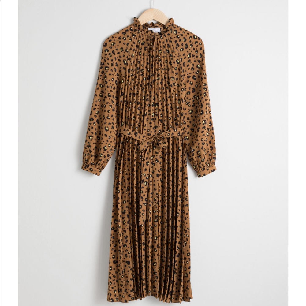 Other Stories leopard pleated midi dress